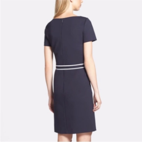 $398 Tory Burch NWT Navy Blue Sonia Dress Buttons & White Trim Belt sz XL - Picture 6 of 8